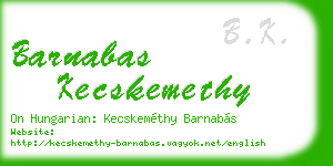 barnabas kecskemethy business card